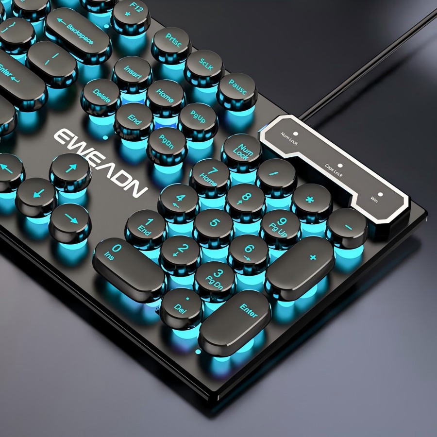 Retro Gaming Com - EWEADN Typewriter Gaming Keyboard, 104 Keys,