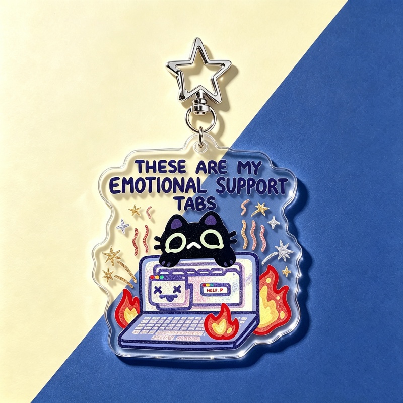 Retro Gaming Keychain - Emotional Support Tabs Cat Acrylic Keychain
