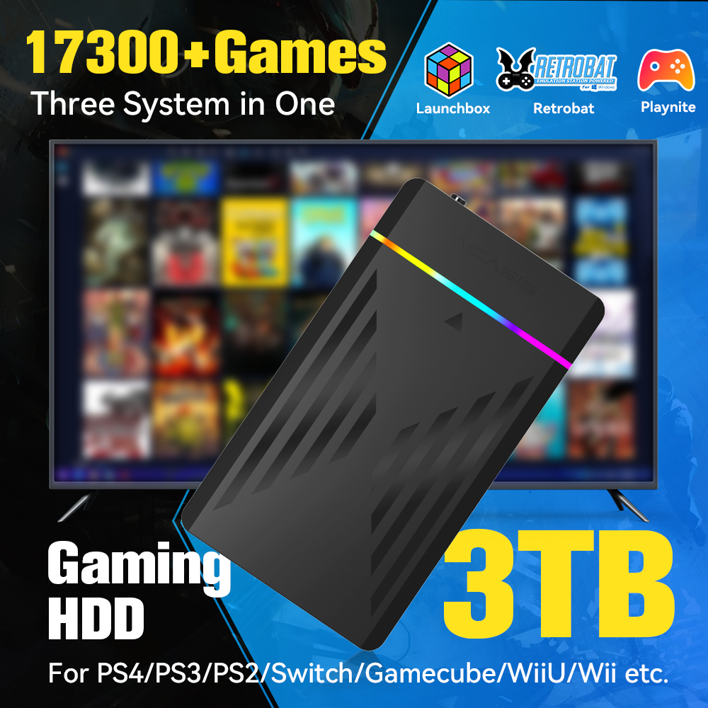 Gaming Retro Arcade - 3TB Portable Gaming HDD LaunchBox/Retrobat/Playnite Retro