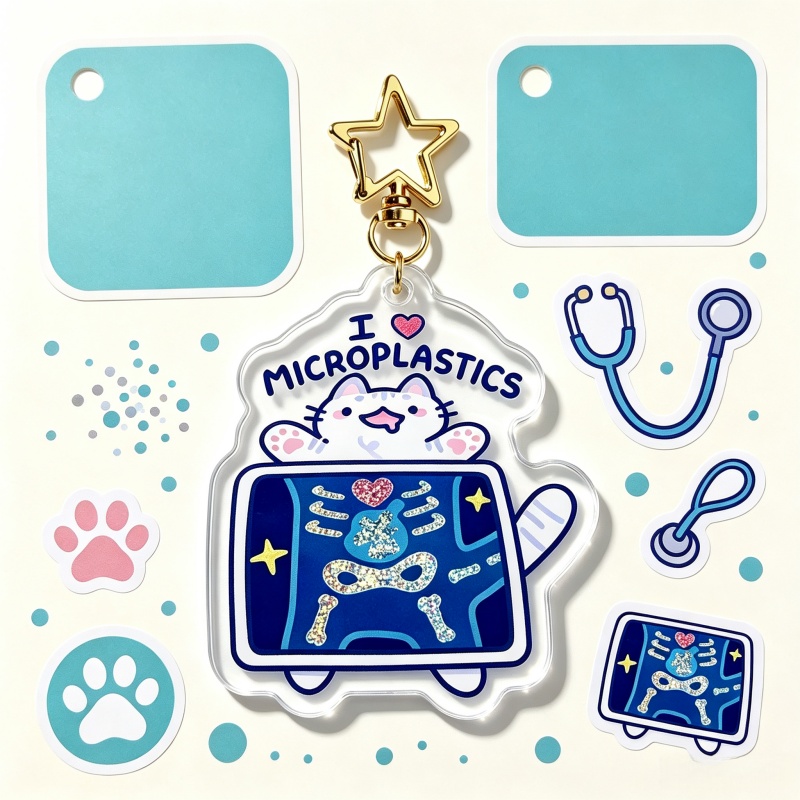 I Love Microplastics Cat Acryl - Retro Gaming Keychain recension och pris
