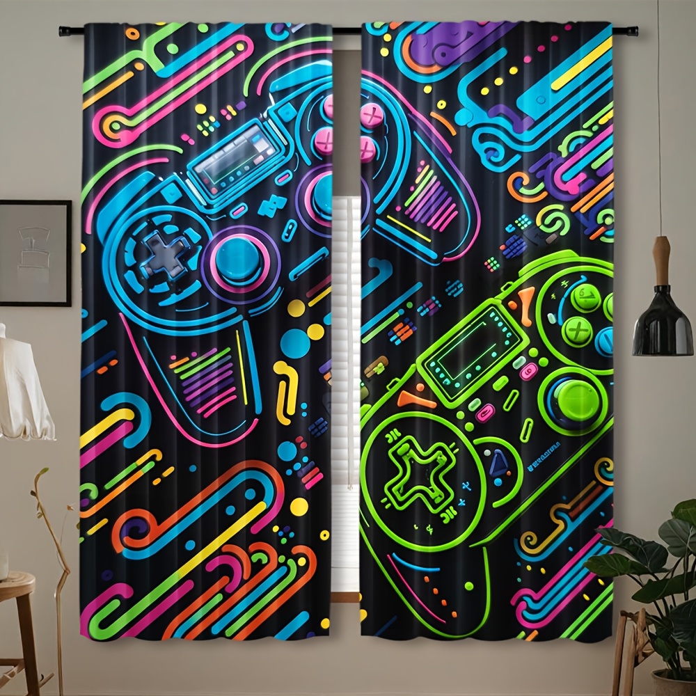 Neon Game Controller Curtains  - Retro Gaming Cafe recension och pris