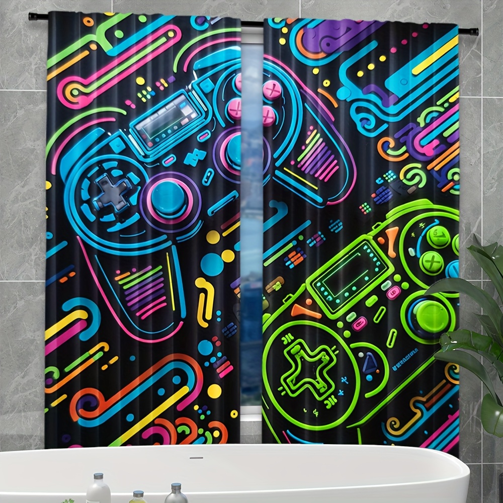 Neon Game Controller Curtains  - Retro Gaming Cafe recension och pris