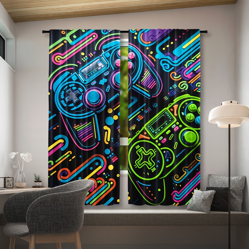 Neon Game Controller Curtains  - Retro Gaming Cafe recension och pris