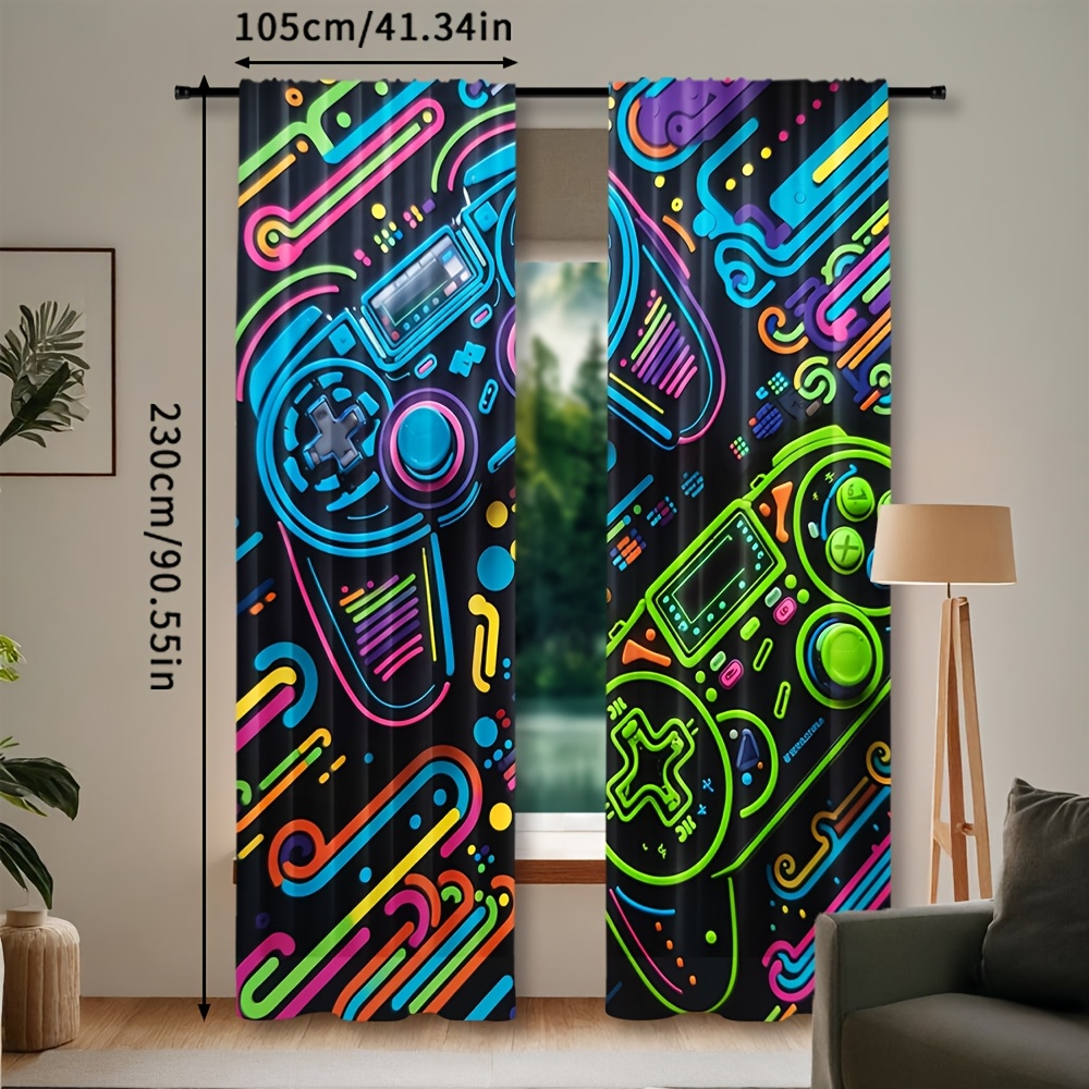 Neon Game Controller Curtains  - Retro Gaming Cafe recension och pris