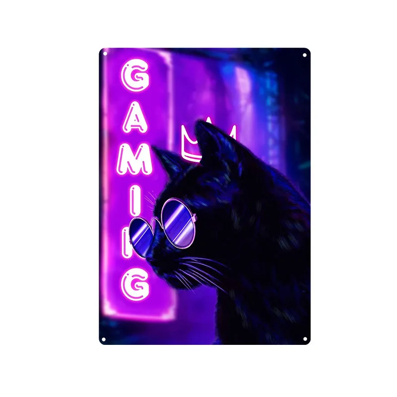Gaming Cat Metal Sign Savage G - Retro Gaming Cafe recension och pris