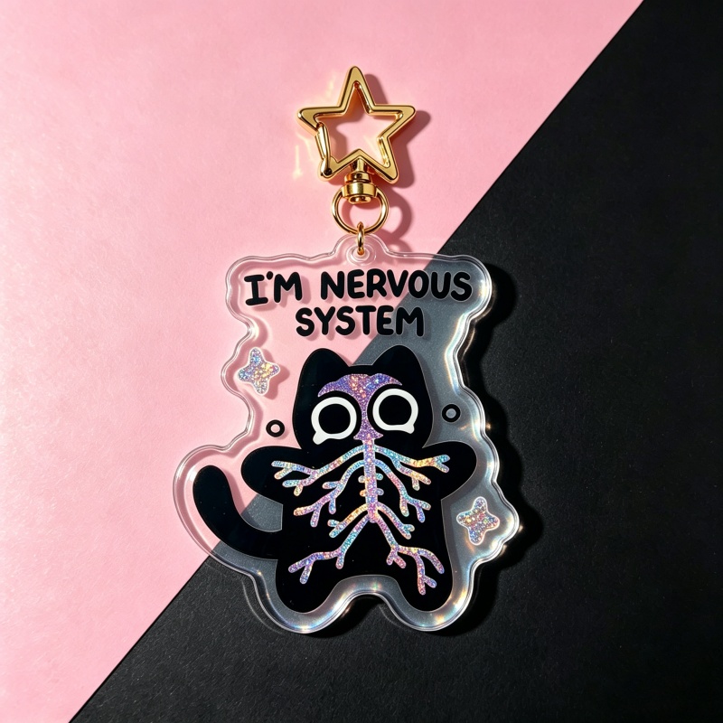 I'm Nervous System Cat Acrylic - Retro Gaming Keychain recension och pris