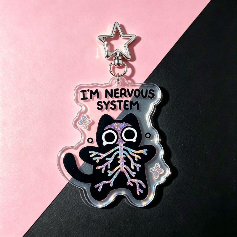 I'm Nervous System Cat Acrylic - Retro Gaming Keychain recension och pris