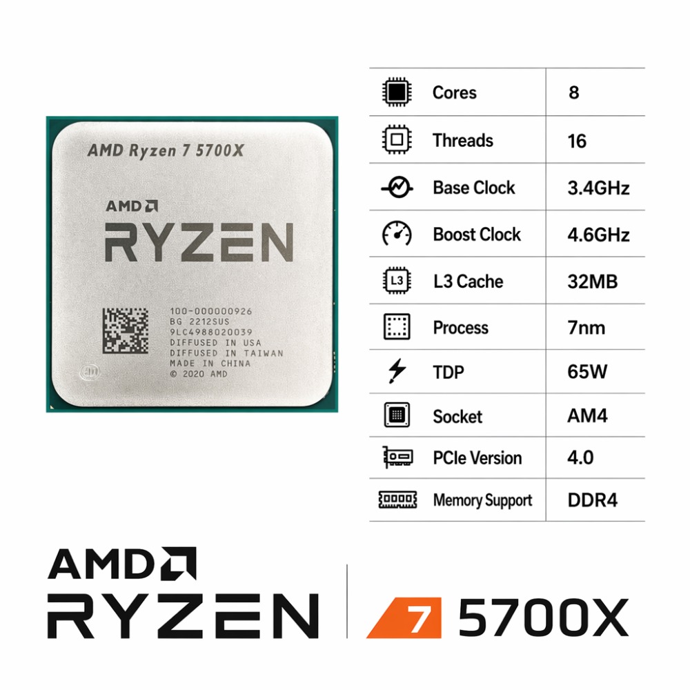 7NM AMD Ryzen 7 5700X AM4 CPU  - Amd Cpu Ryzen 7 recension och pris