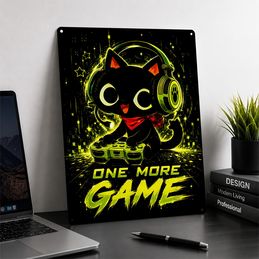 Cute Gaming Cat One More Game  - Retro Gaming Cafe recension och pris