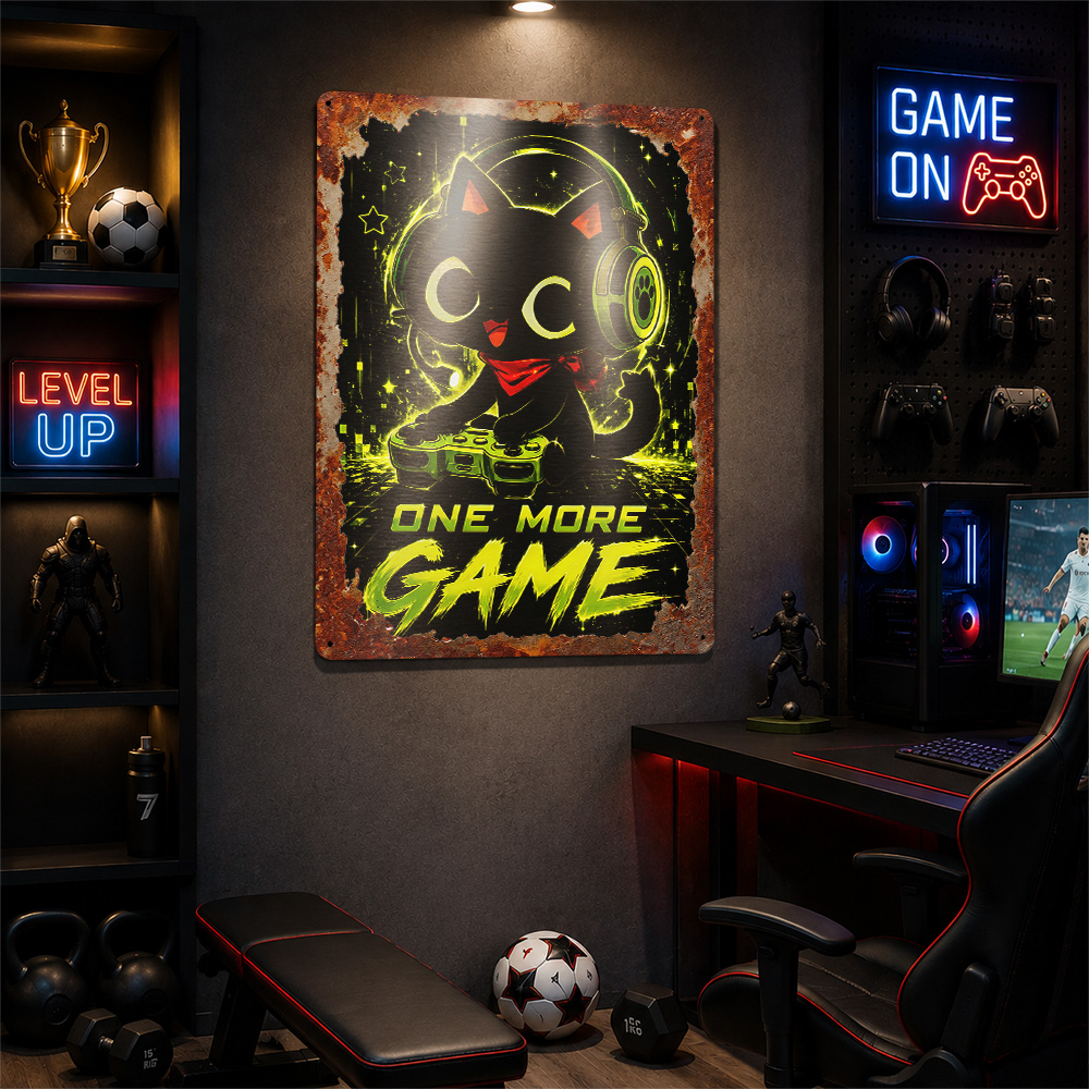 Cute Gaming Cat One More Game  - Retro Gaming Cafe recension och pris