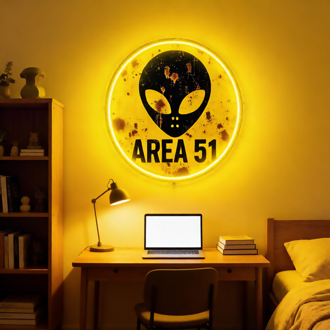 Vintage Area 51 Alien Neon Sig - Retro Gaming Cafe recension och pris