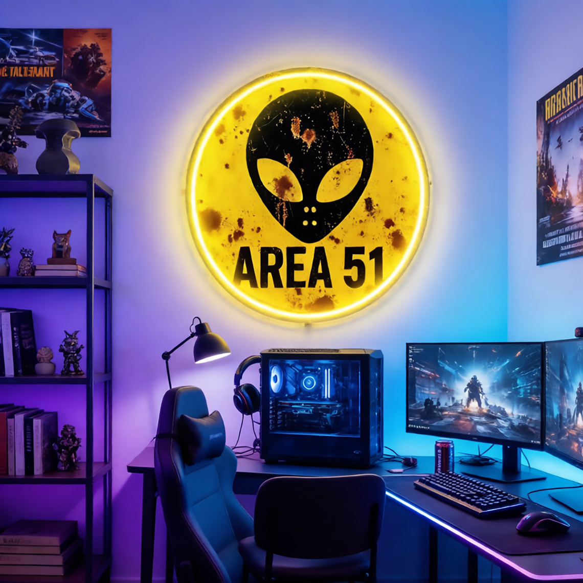 Vintage Area 51 Alien Neon Sig - Retro Gaming Cafe recension och pris