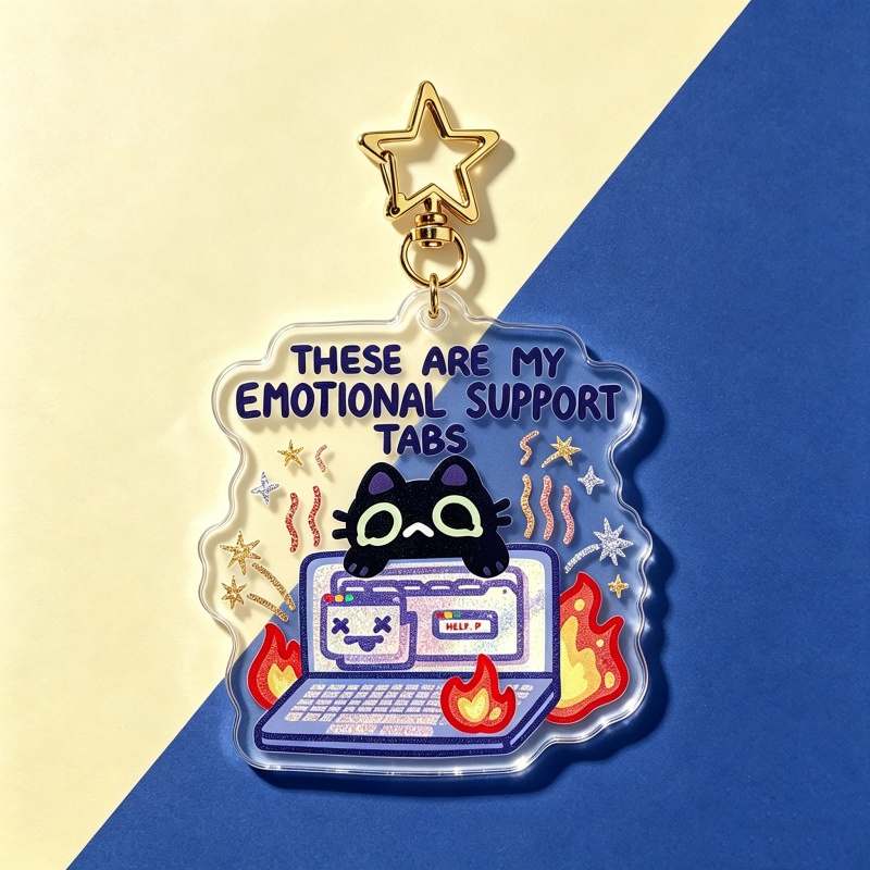Emotional Support Tabs Cat Acr - Retro Gaming Keychain recension och pris