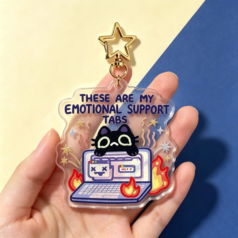 Emotional Support Tabs Cat Acr - Retro Gaming Keychain recension och pris