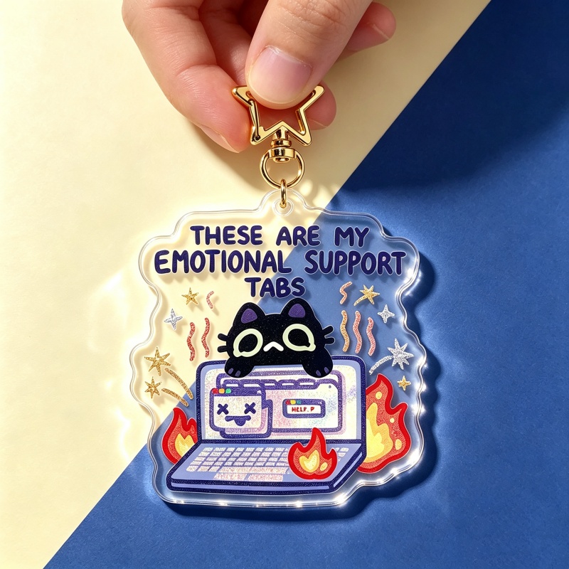 Emotional Support Tabs Cat Acr - Retro Gaming Keychain recension och pris