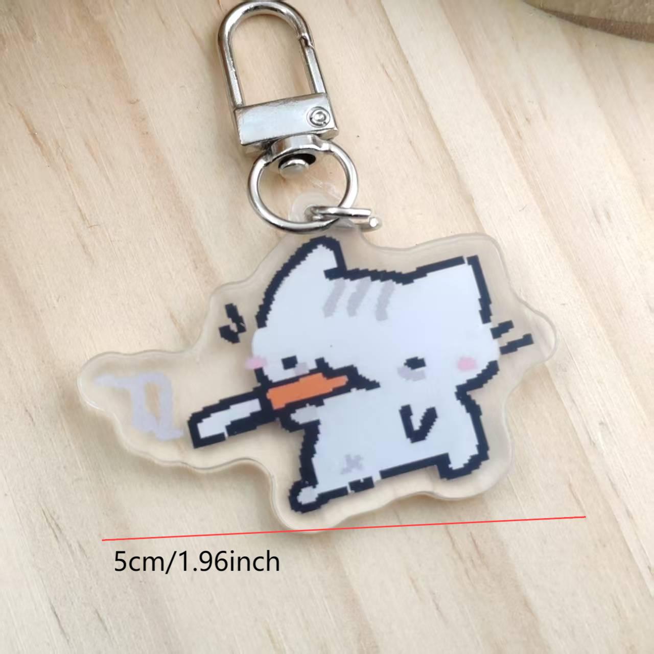 2d Flat Pixel Cat Keychain - G - Retro Gaming Keychain recension och pris