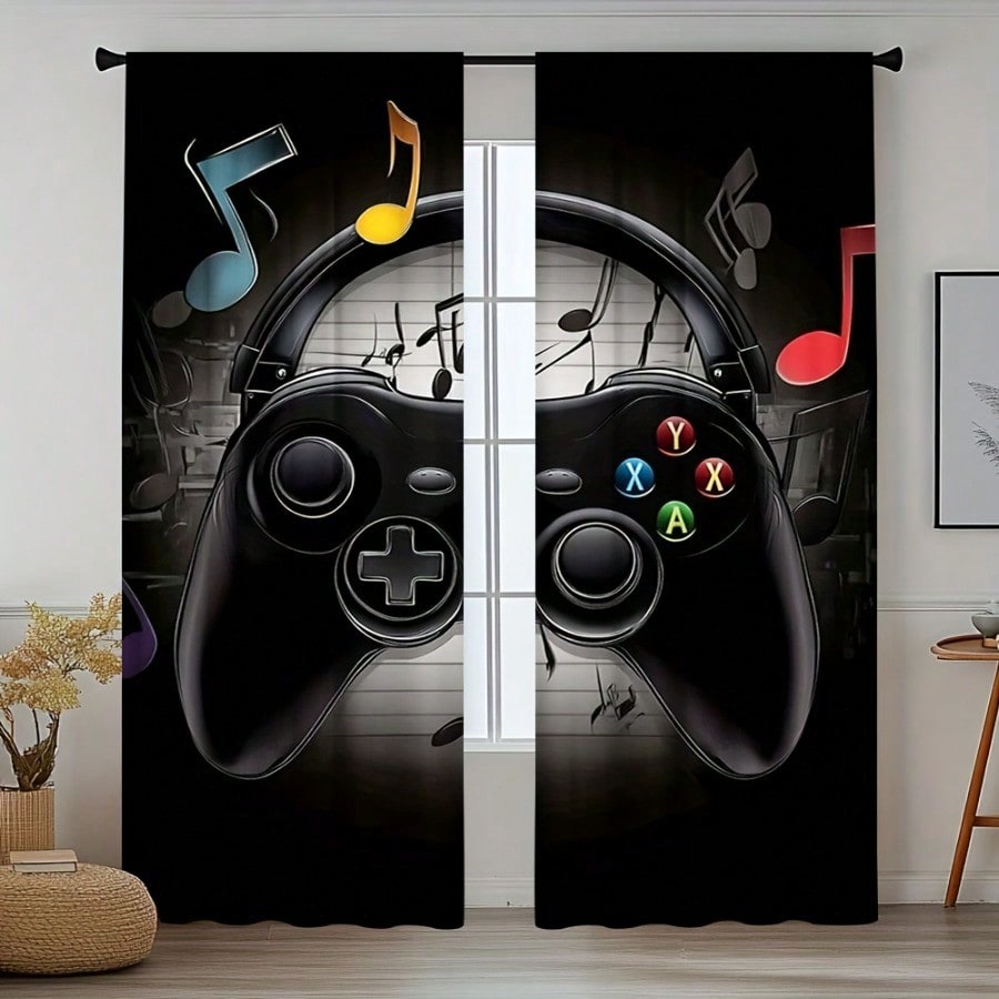 2pcs Retro Gaming Room Curtain - Retro Gaming Cafe recension och pris