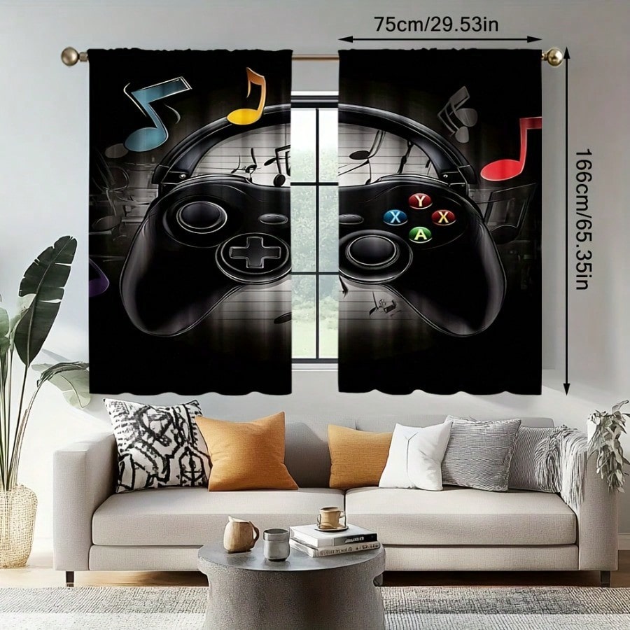 2pcs Retro Gaming Room Curtain - Retro Gaming Cafe recension och pris