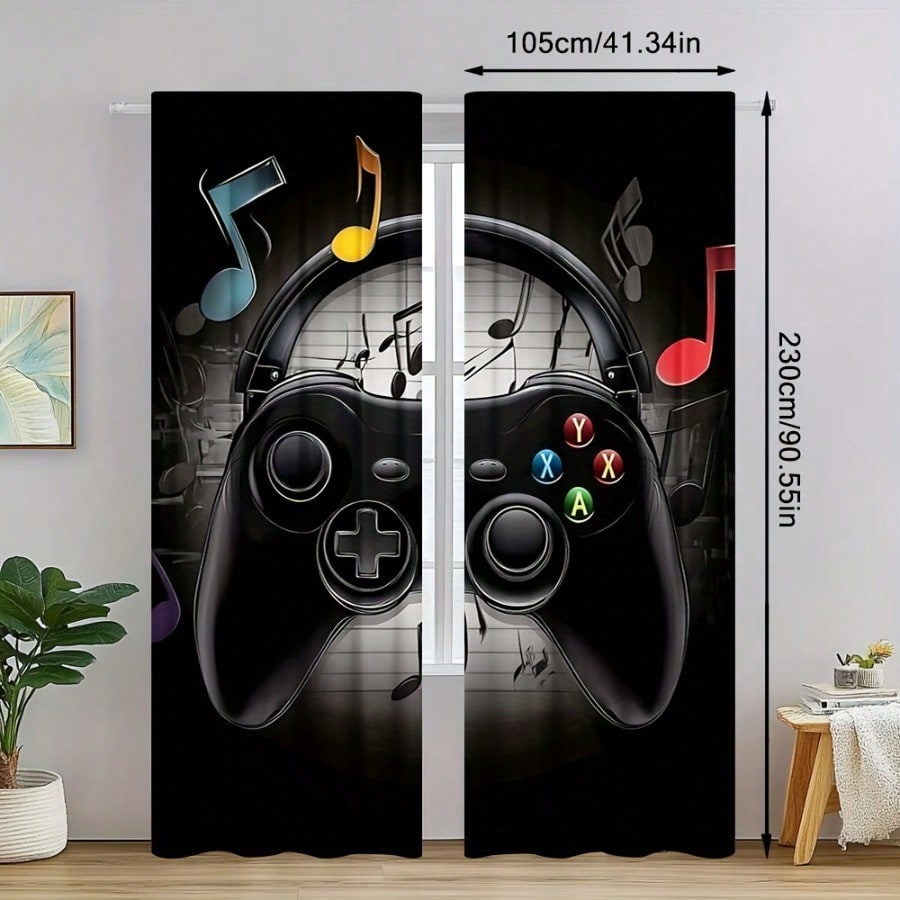 2pcs Retro Gaming Room Curtain - Retro Gaming Cafe recension och pris